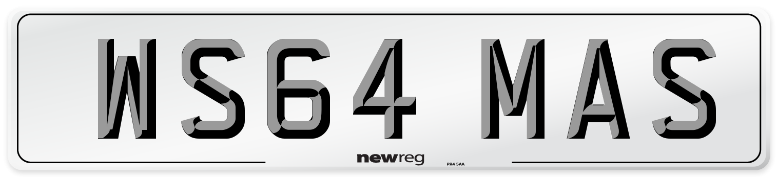 WS64 MAS Number Plate from New Reg